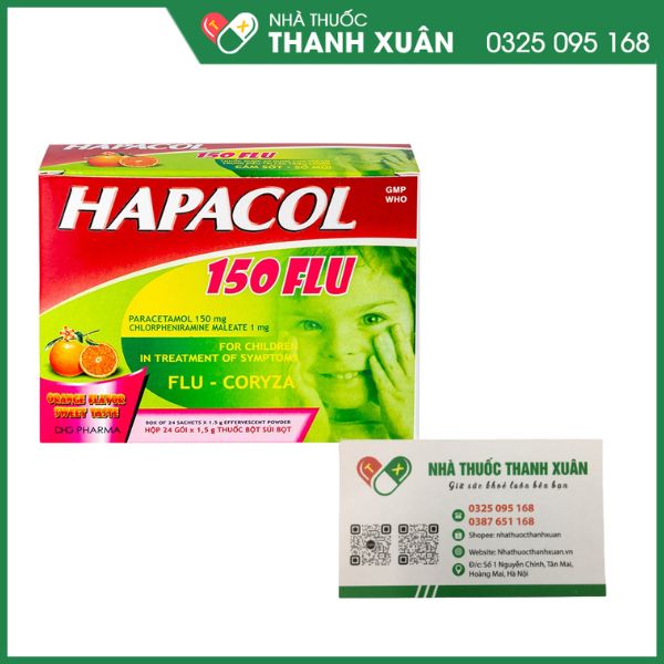 Thuốc cốm sủi bọt Hapacol 150 Flu trị triệu chứng cảm sốt, sổ mũi (24 gói x 1.5g)